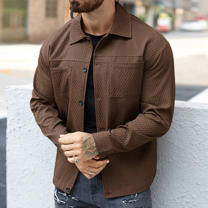 Men’s spring 2025 cotton-blend shirt with buttoned knit details