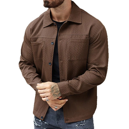 Men’s spring 2025 cotton-blend shirt with buttoned knit details